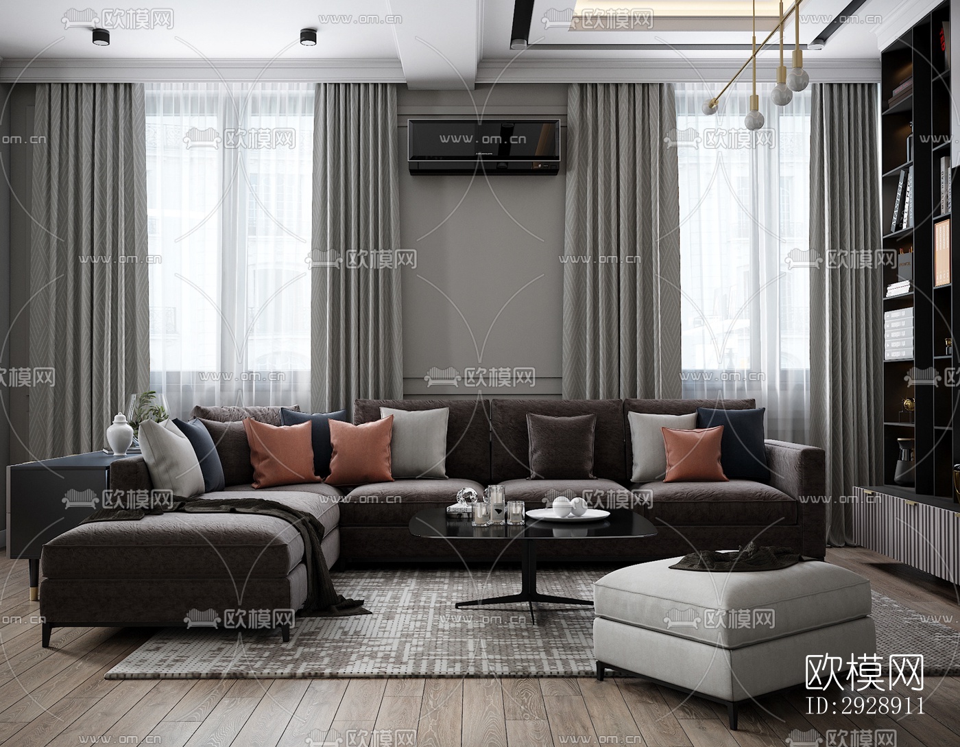 现代平层效果图下载（渲染图8）