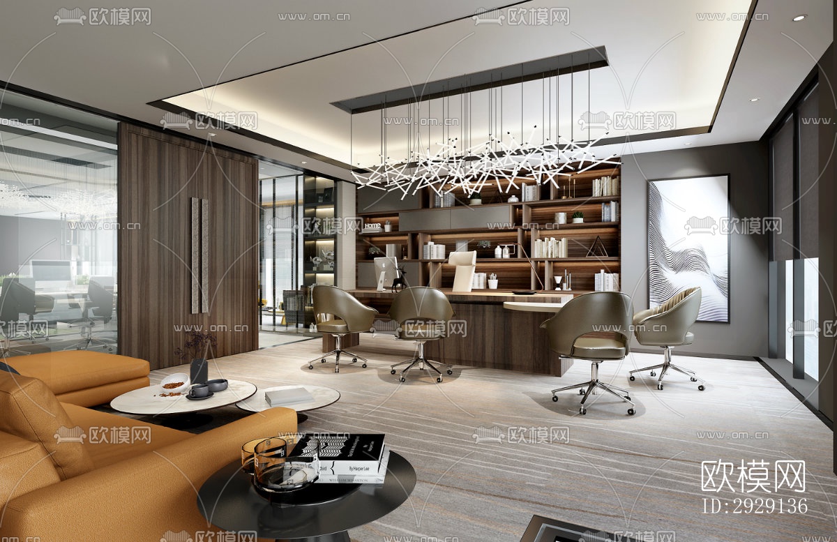 现代办公区效果图下载（渲染图4）