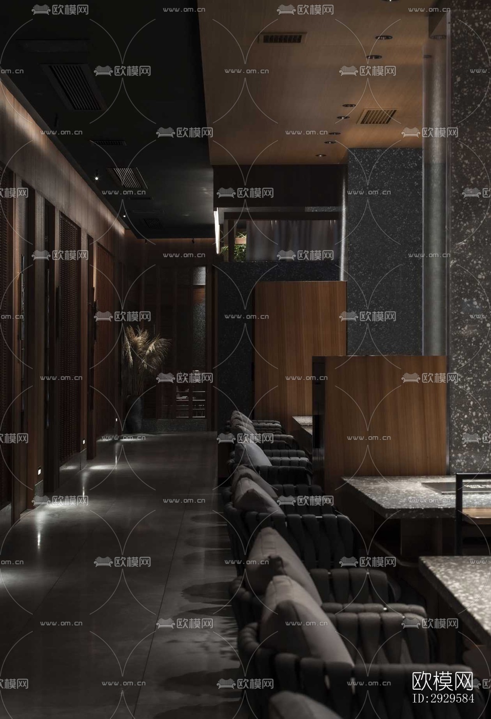 高级灰西餐厅效果图下载（渲染图4）