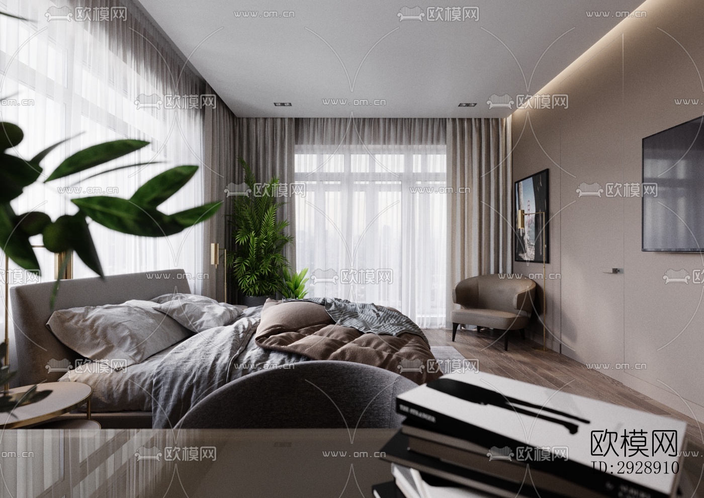 现代平层效果图下载（渲染图19）