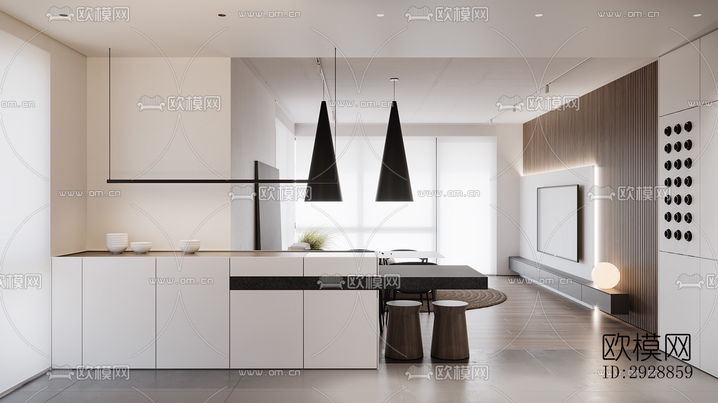 现代平层效果图下载（渲染图14）