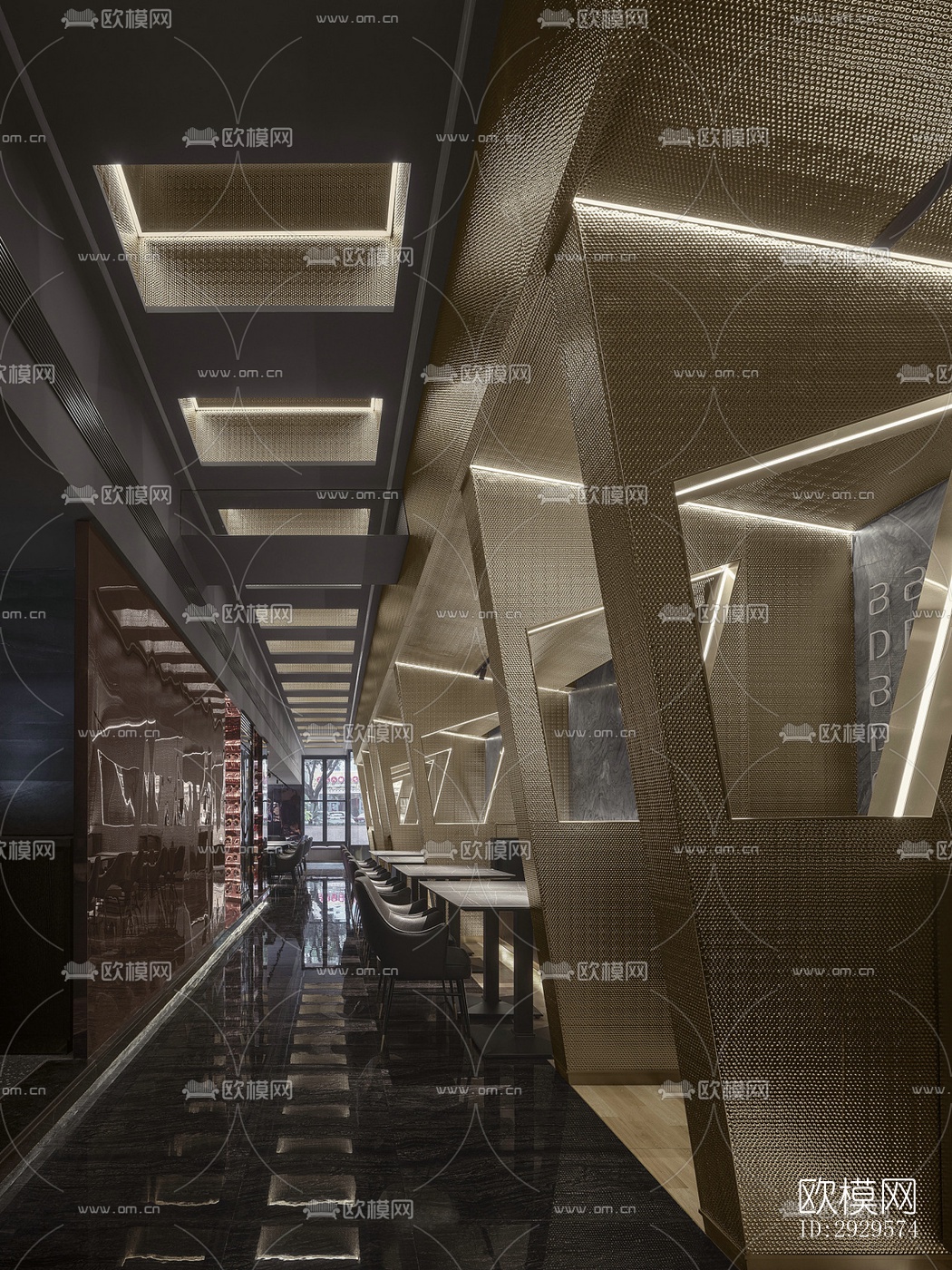 高级灰西餐厅效果图下载（渲染图11）