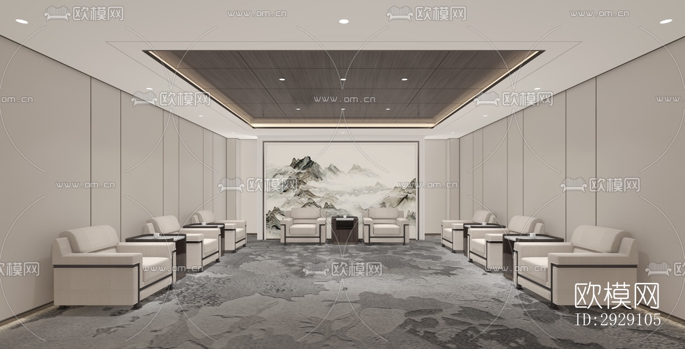 现代办公区效果图下载（渲染图5）