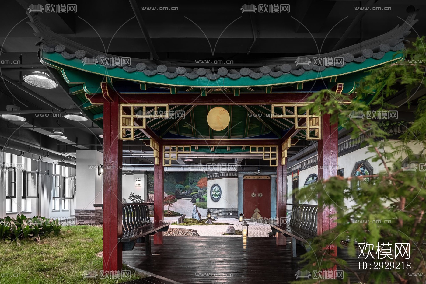 新中式经理室效果图下载（渲染图1）