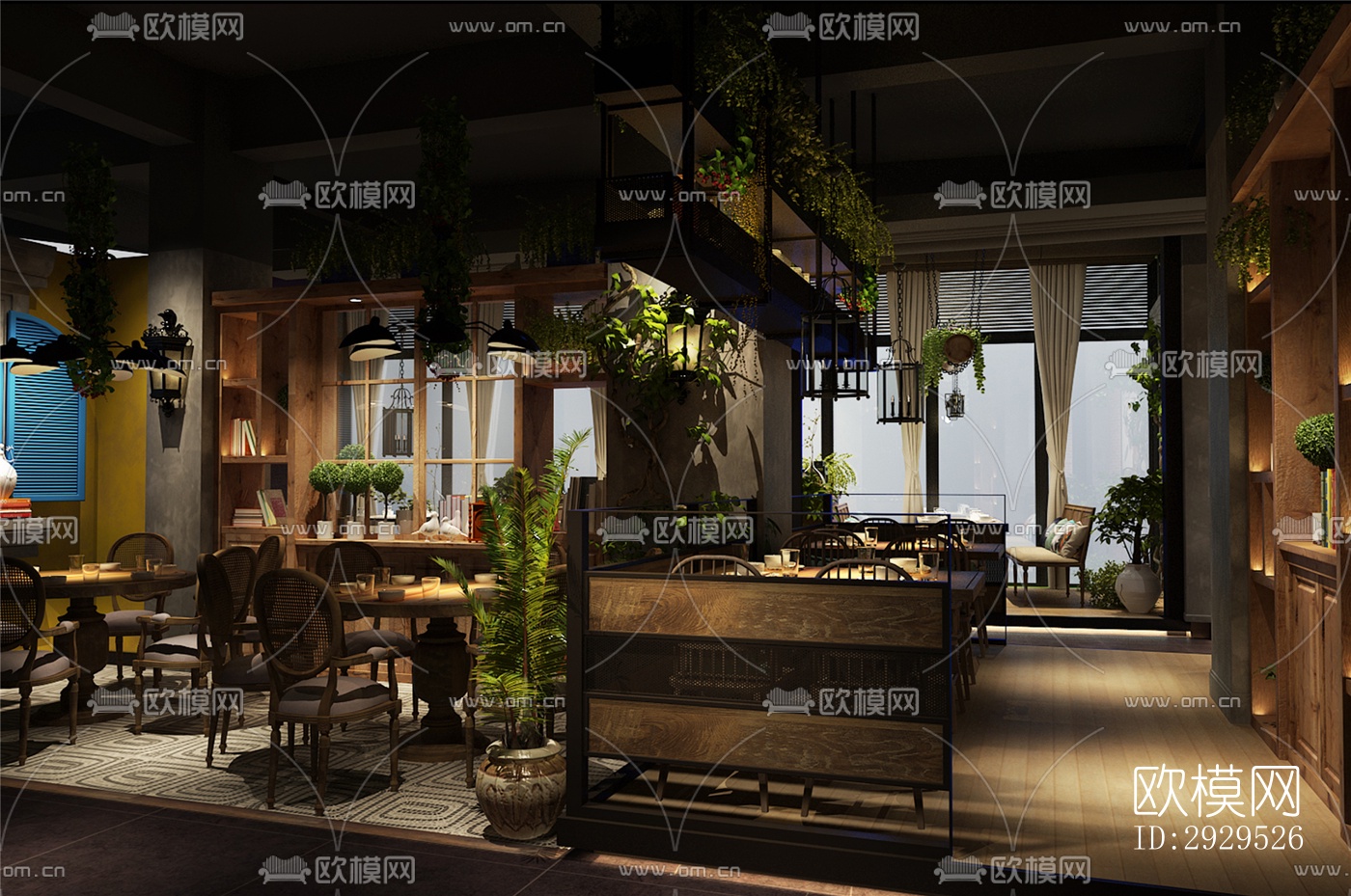 东南亚西餐厅效果图下载（渲染图4）