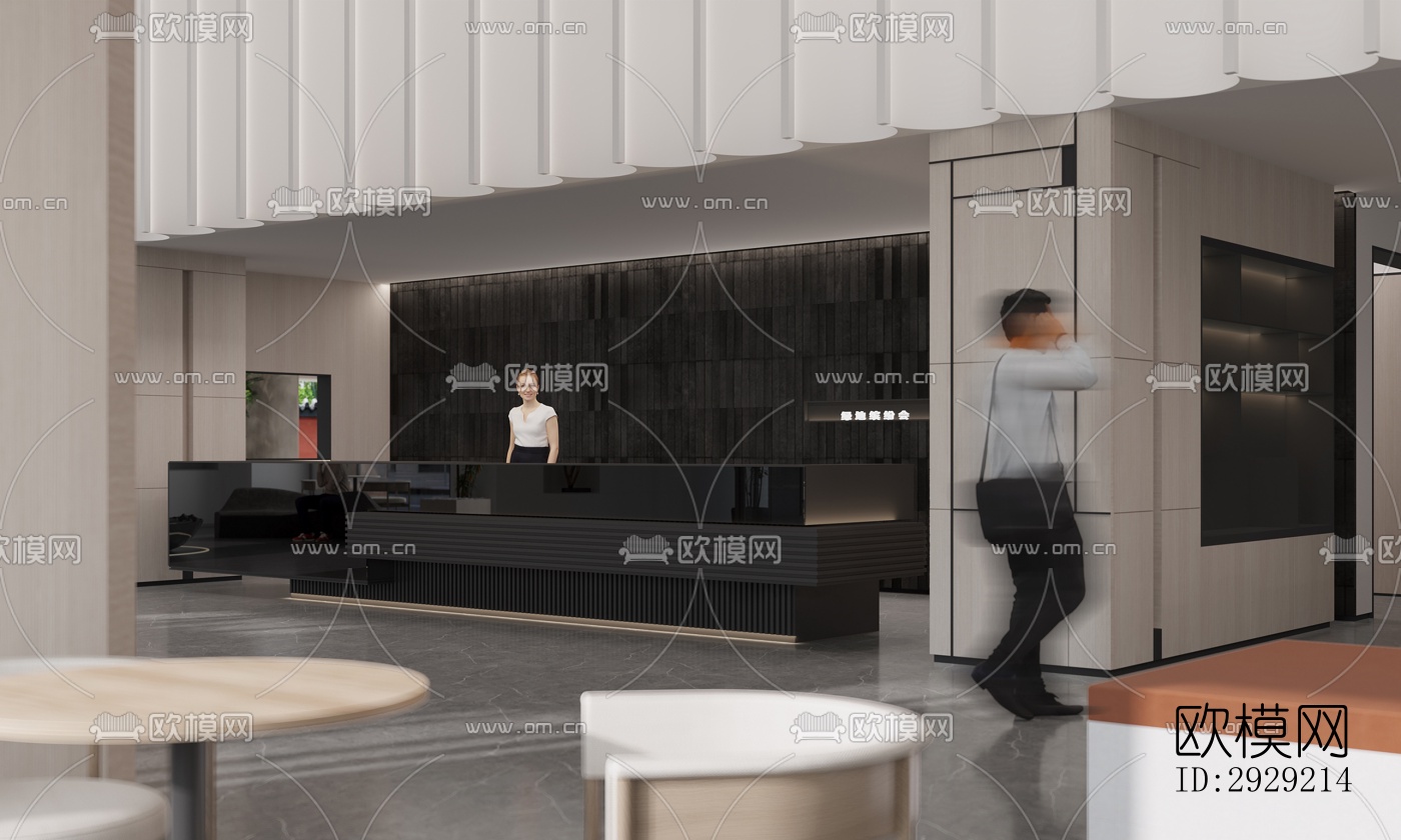现代商务大堂效果图下载（渲染图12）