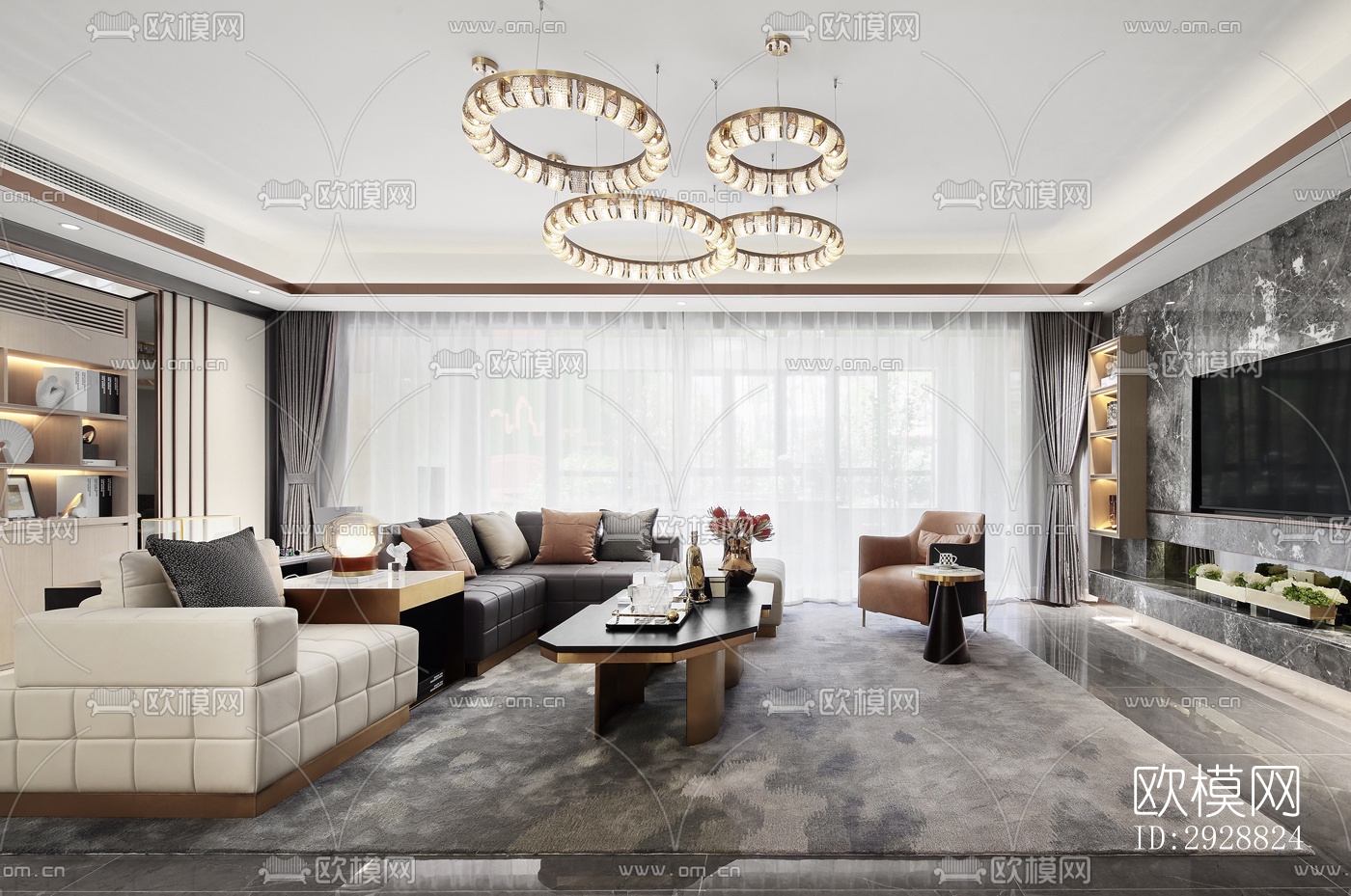 现代平层效果图下载（渲染图11）