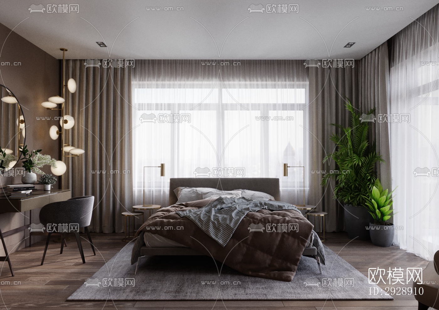 现代平层效果图下载（渲染图20）