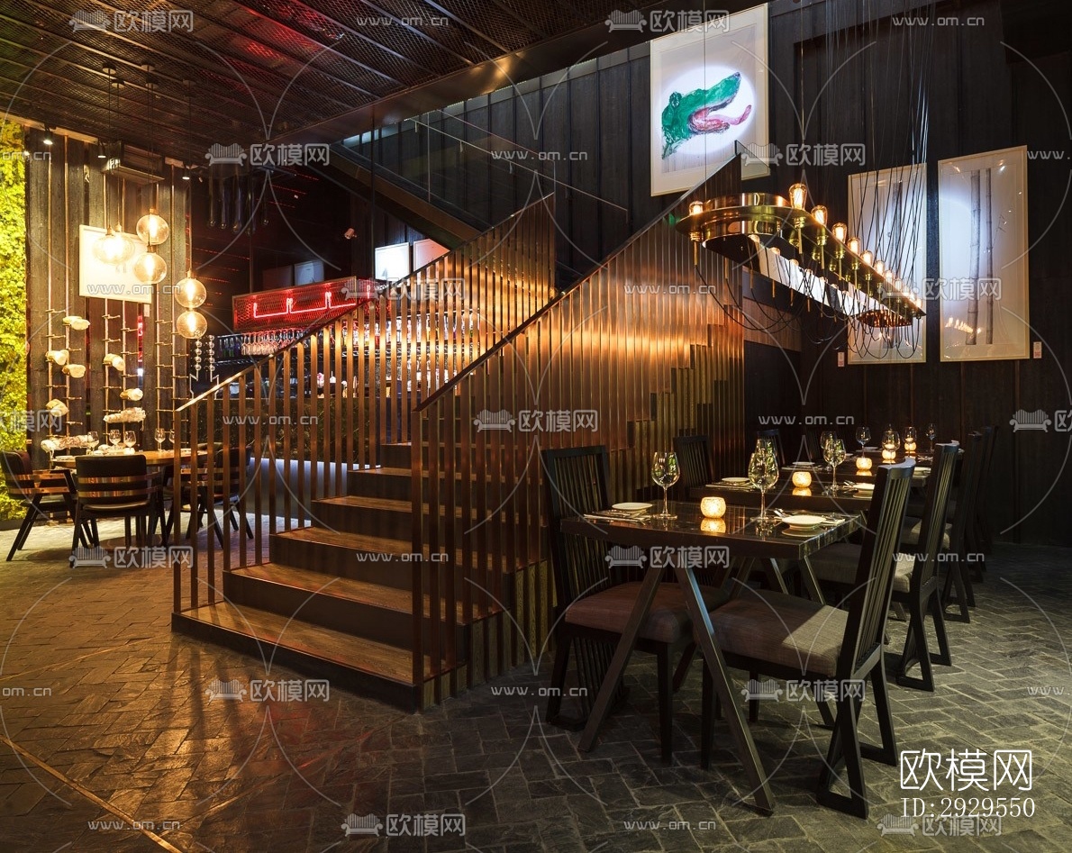 工业风西餐厅效果图下载（渲染图9）