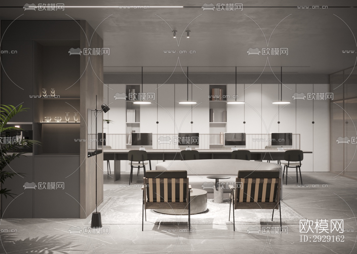 现代办公区效果图下载（渲染图3）