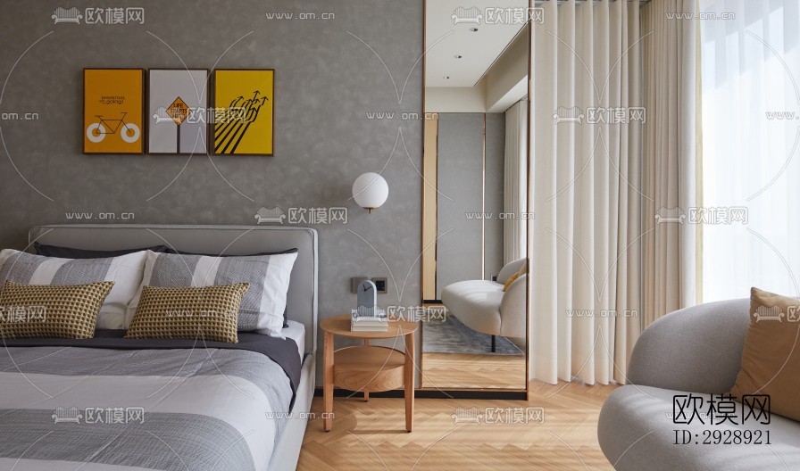 现代平层效果图下载（渲染图10）