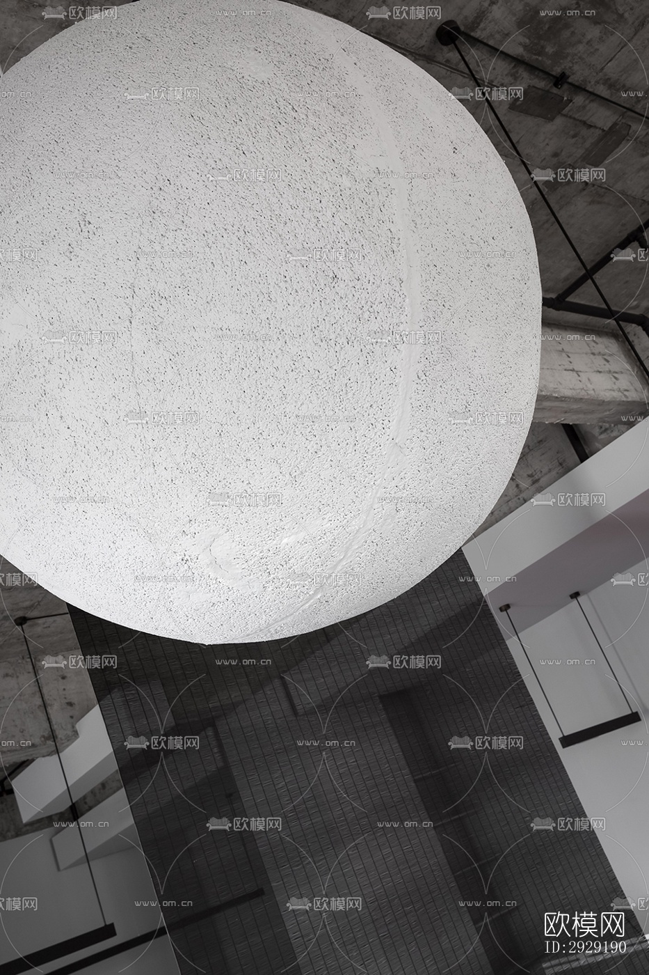 高级灰办公区效果图下载（渲染图13）