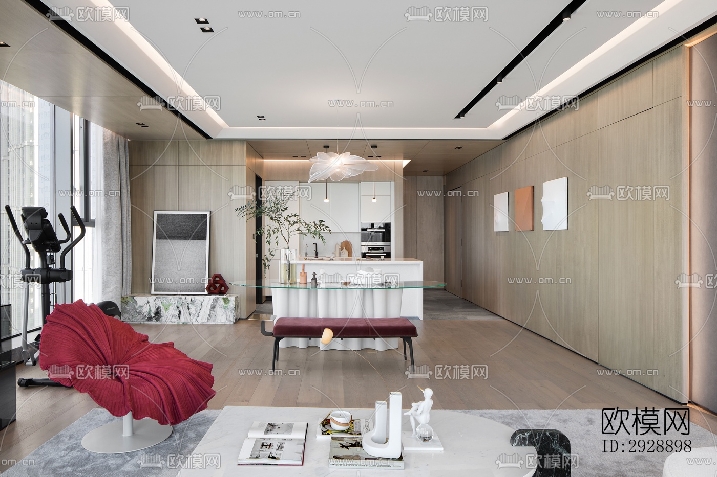 现代平层效果图下载（渲染图5）