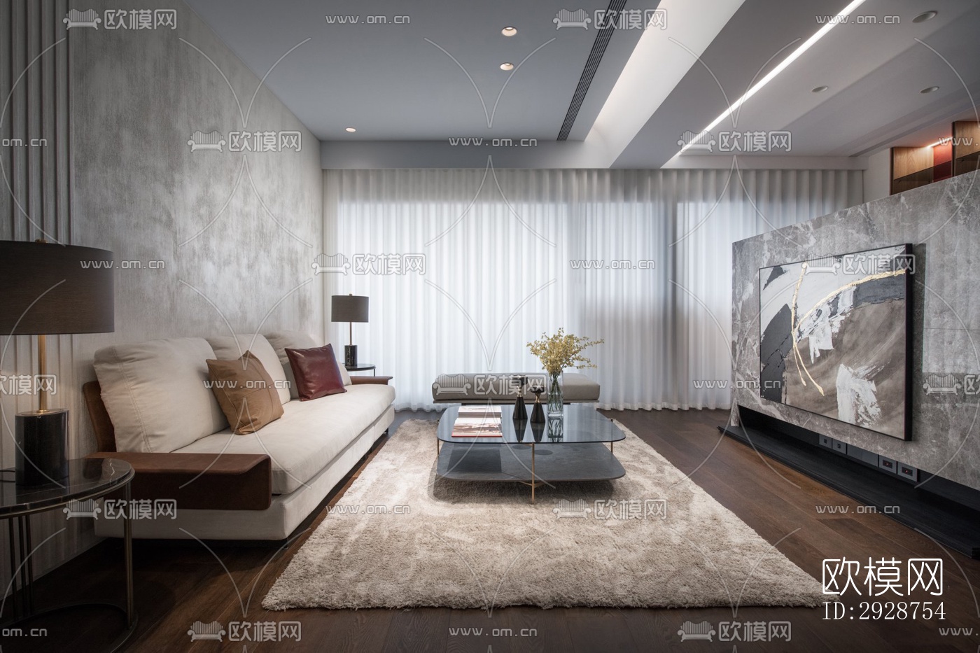 现代平层效果图下载（渲染图15）