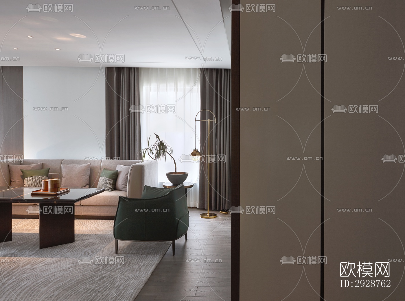 现代平层效果图下载（渲染图8）