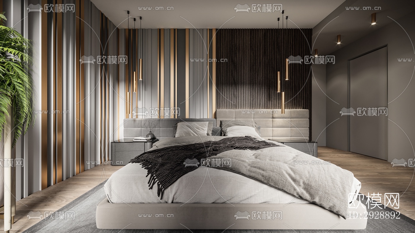 现代平层效果图下载（渲染图15）