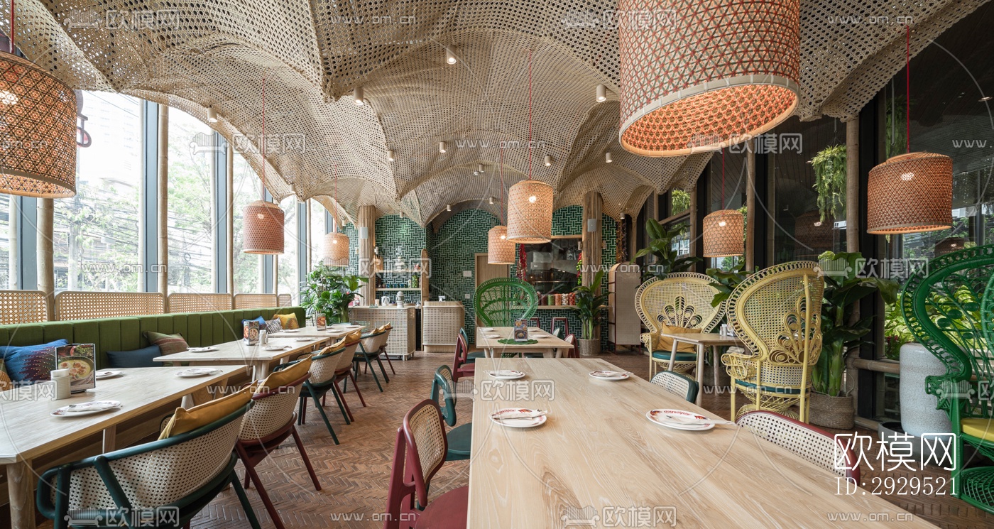 东南亚西餐厅效果图下载（渲染图1）