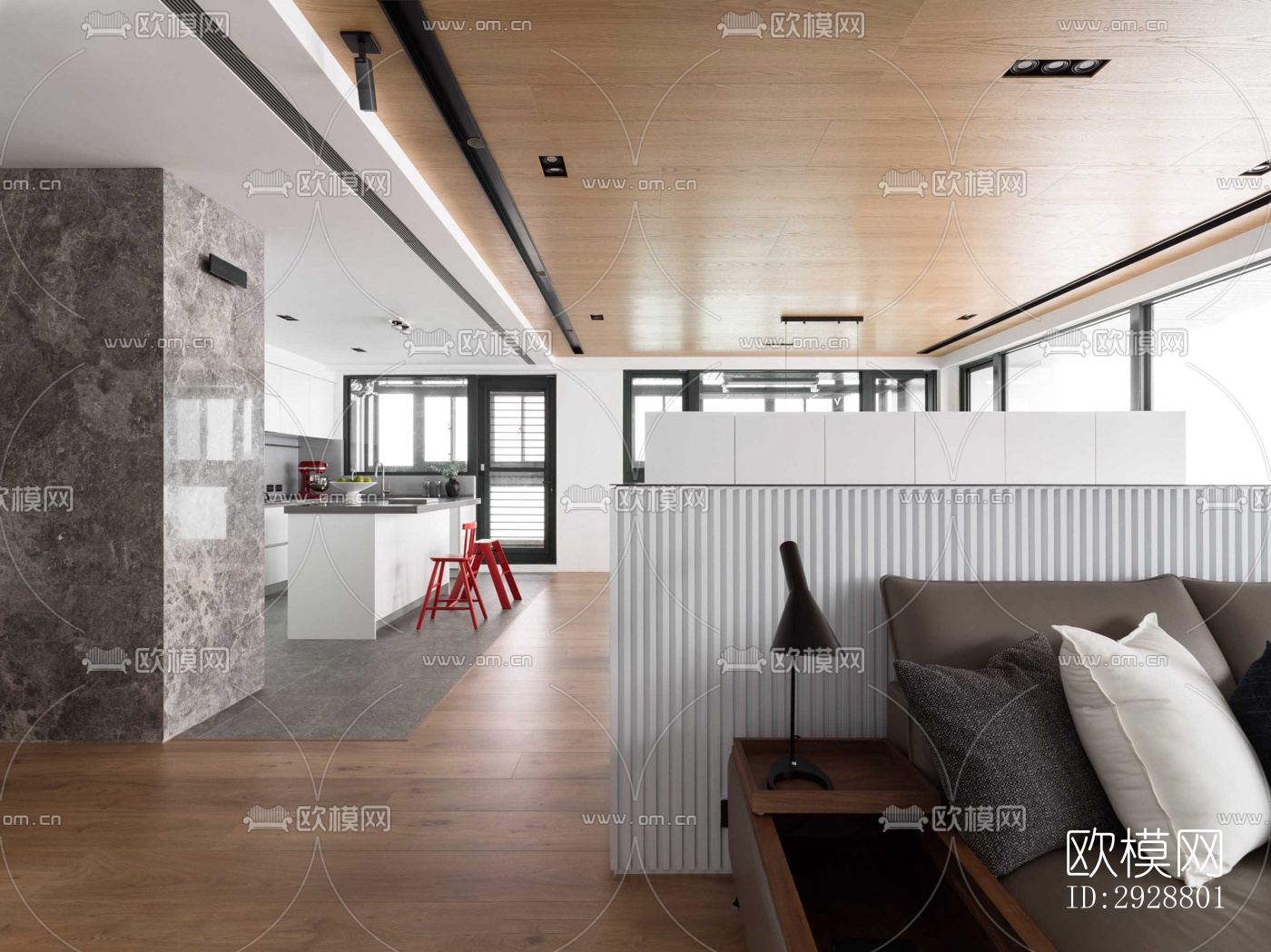 现代平层效果图下载（渲染图8）