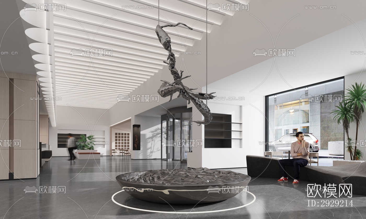 现代商务大堂效果图下载（渲染图11）