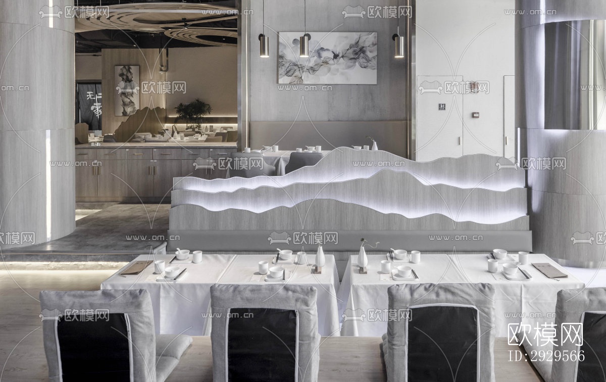 现代西餐厅效果图下载（渲染图9）