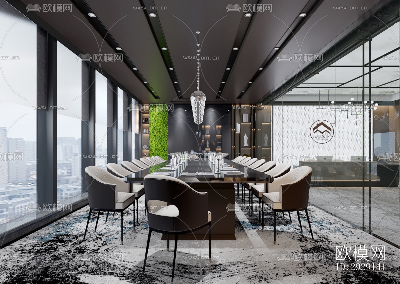 现代办公区效果图下载（渲染图1）