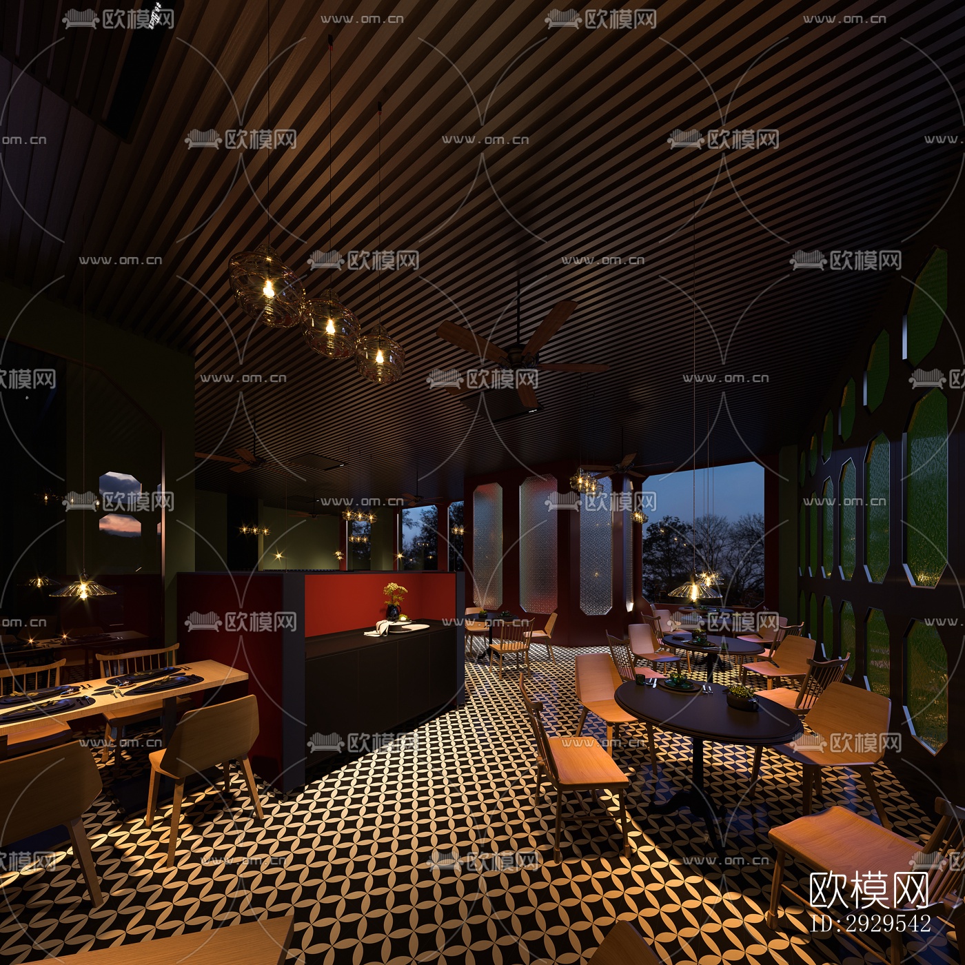 后现代西餐厅效果图下载（渲染图15）