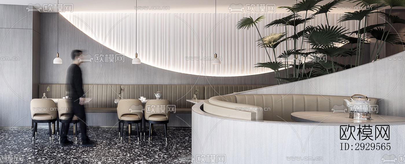 现代西餐厅效果图下载（渲染图12）