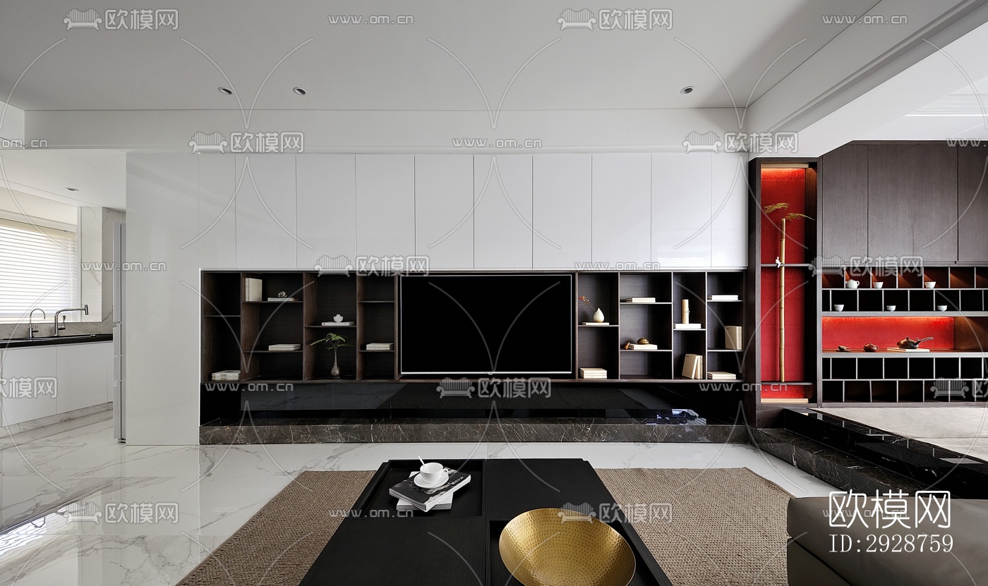 现代平层效果图下载（渲染图3）