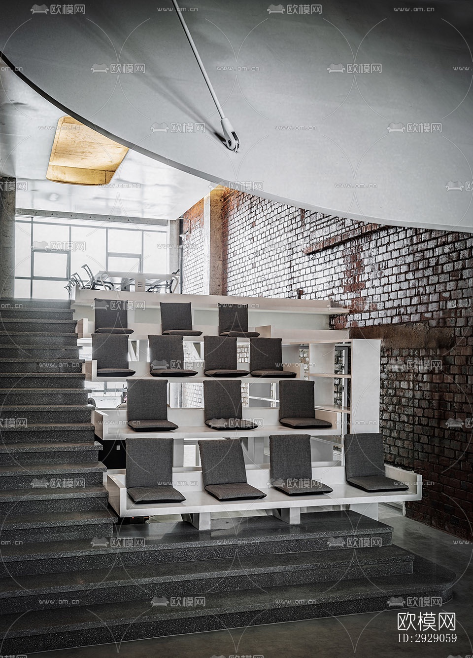 工业风办公区效果图下载（渲染图7）