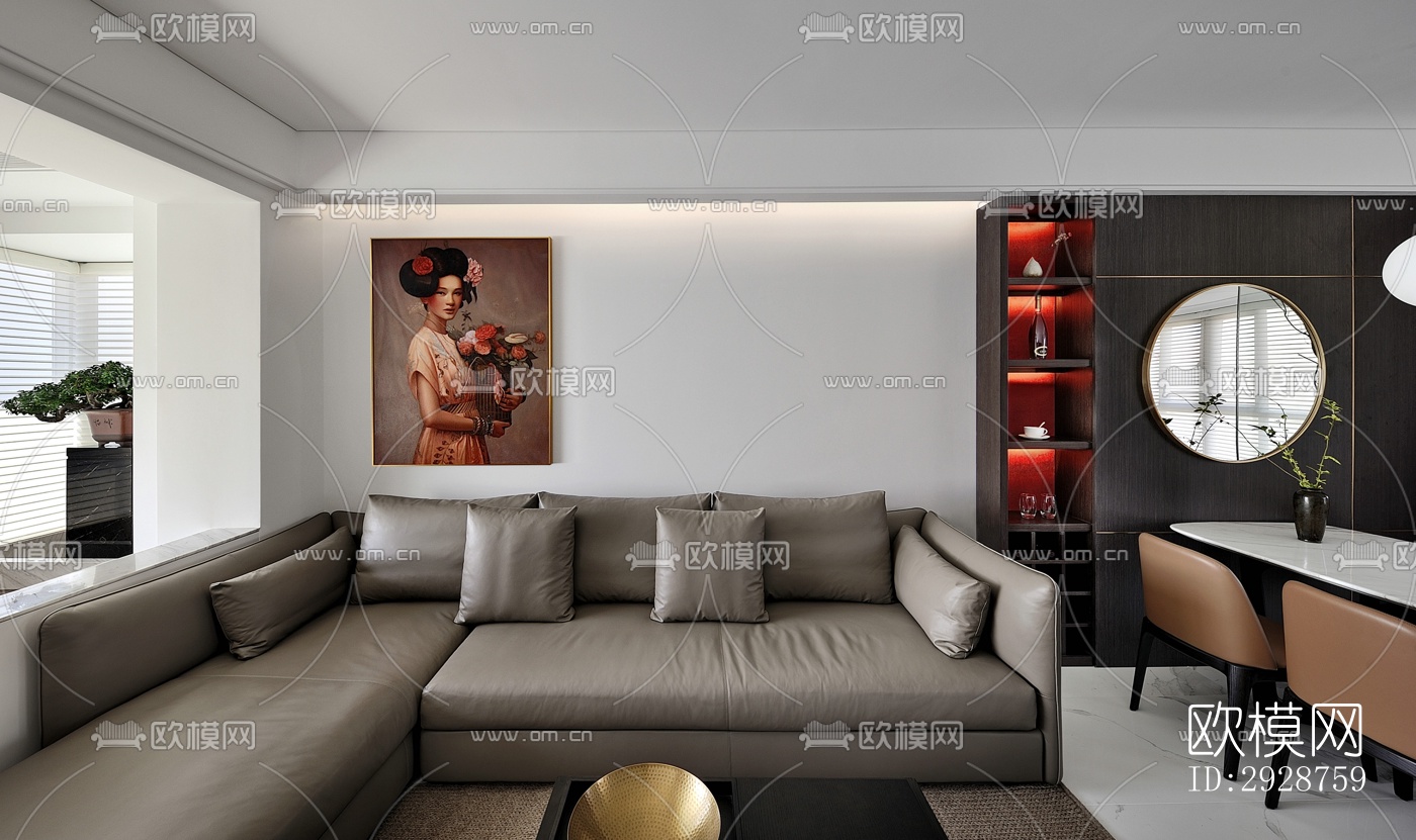 现代平层效果图下载（渲染图4）