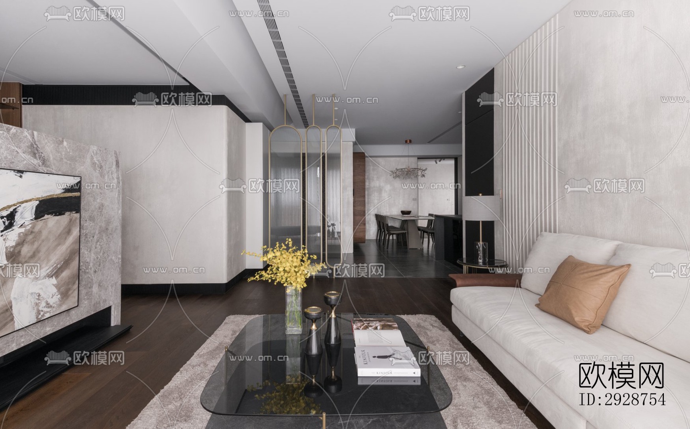 现代平层效果图下载（渲染图16）