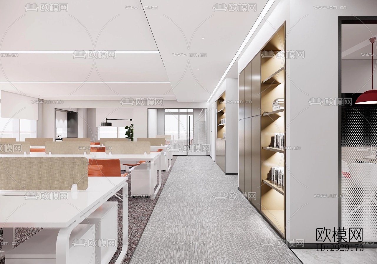 现代办公区效果图下载（渲染图3）