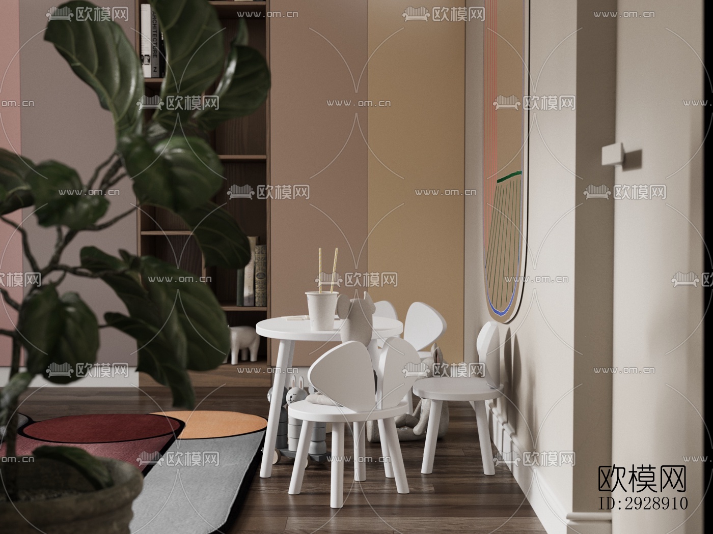 现代平层效果图下载（渲染图4）