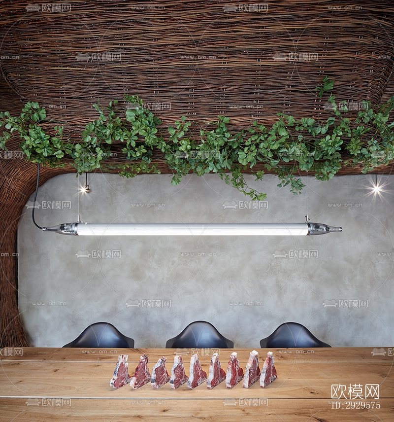 高级灰西餐厅效果图下载（渲染图9）