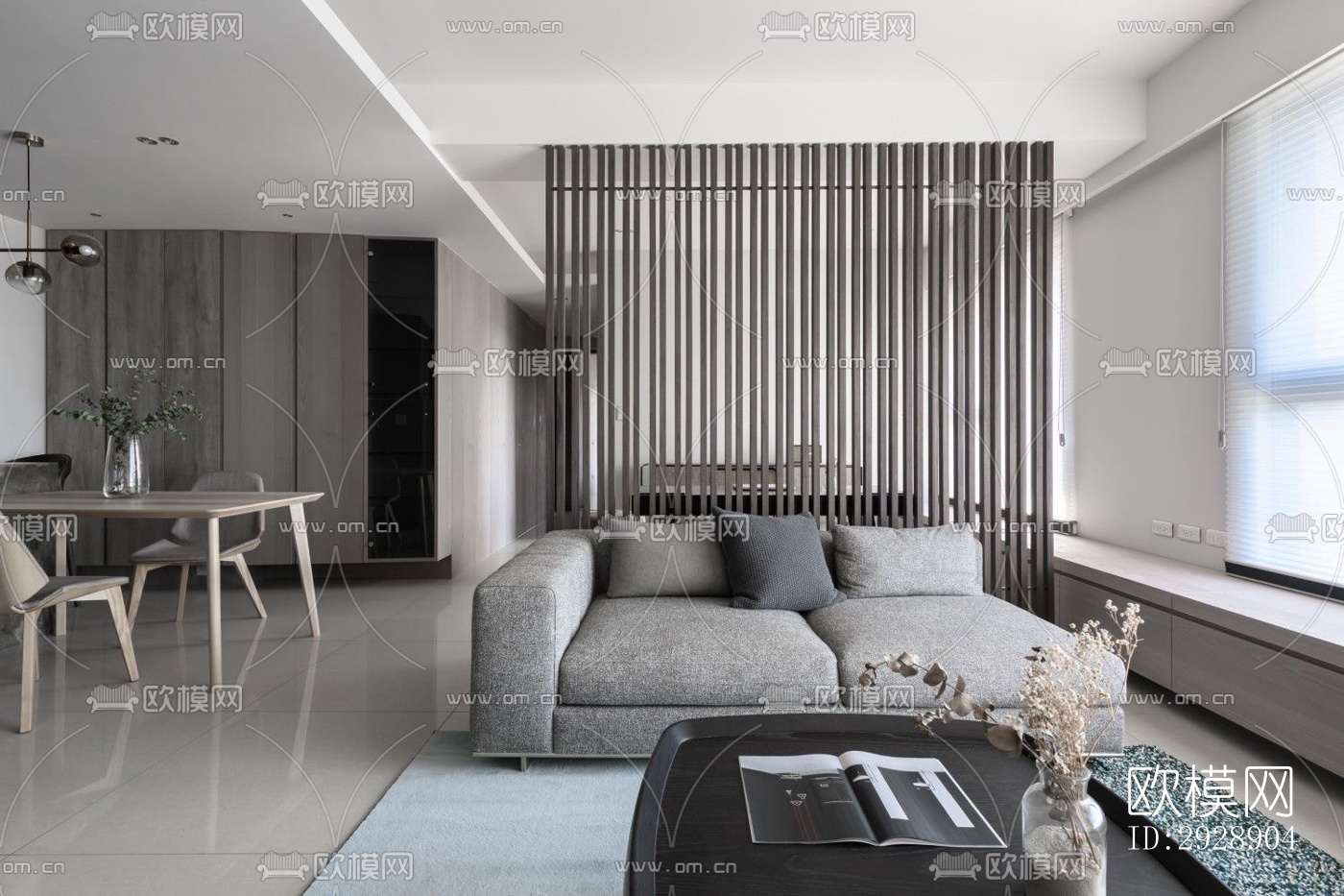 现代平层效果图下载（渲染图1）