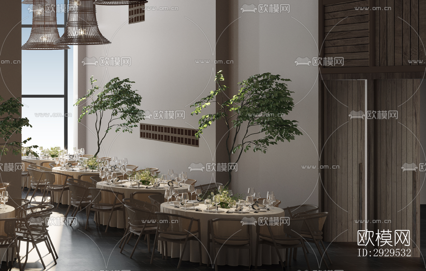 侘寂西餐厅效果图下载（渲染图1）