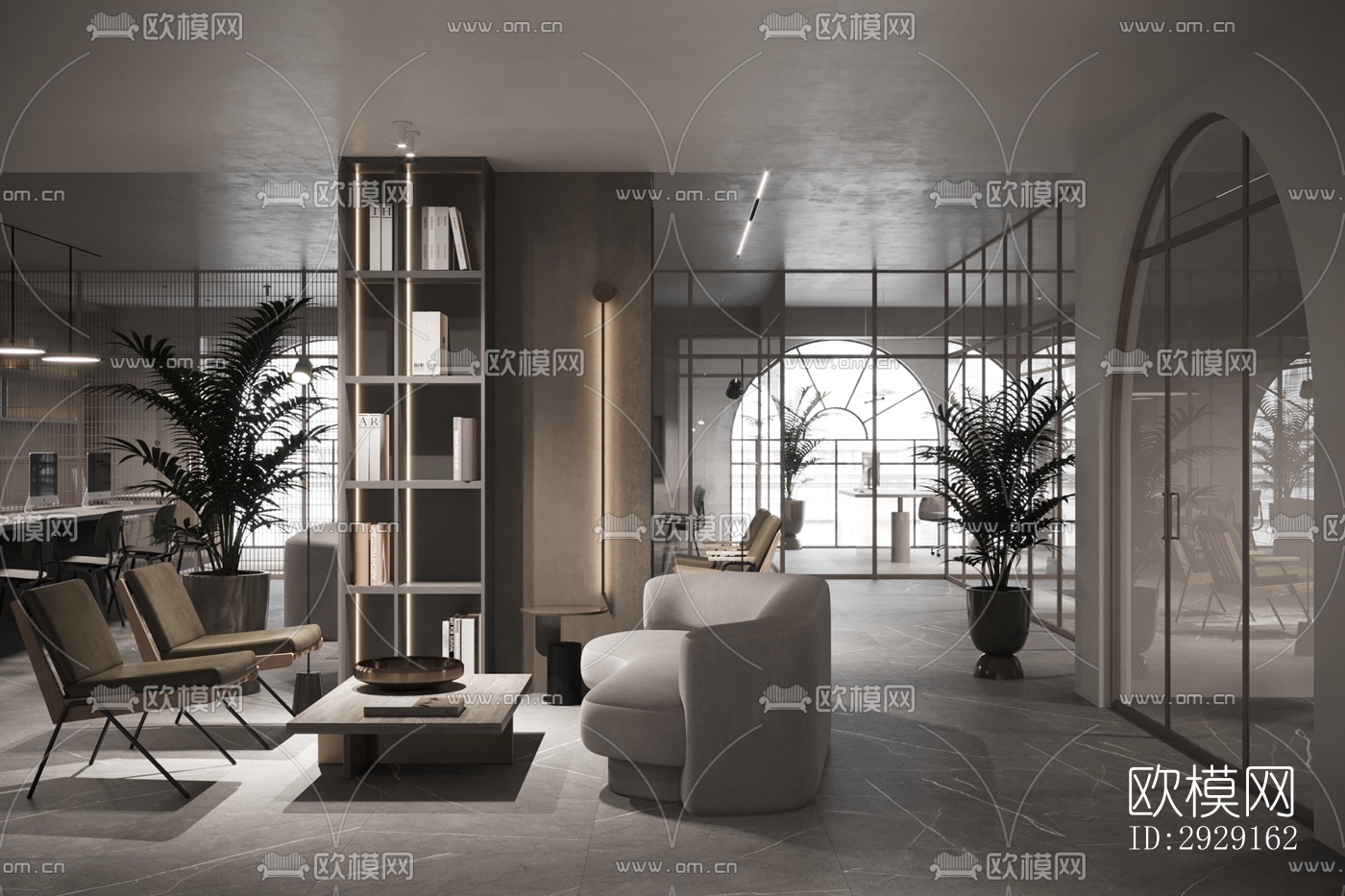 现代办公区效果图下载（渲染图7）