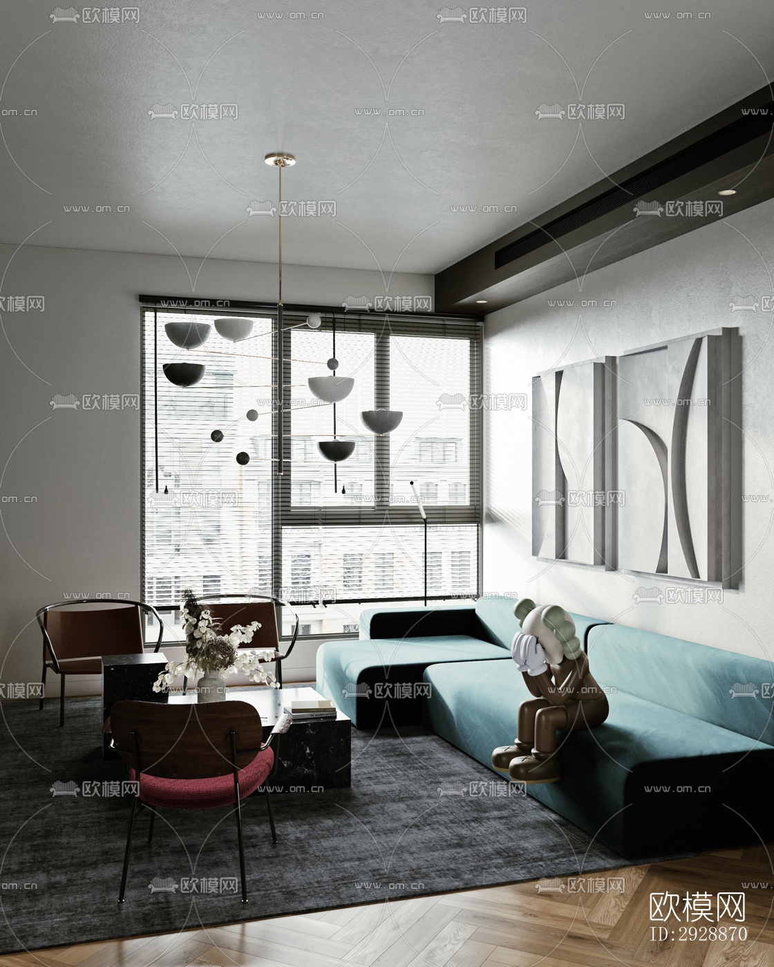 现代平层效果图下载（渲染图2）