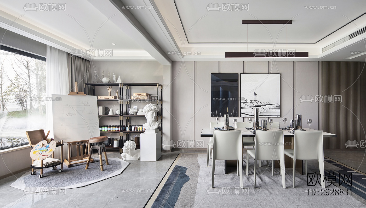 现代平层效果图下载（渲染图4）