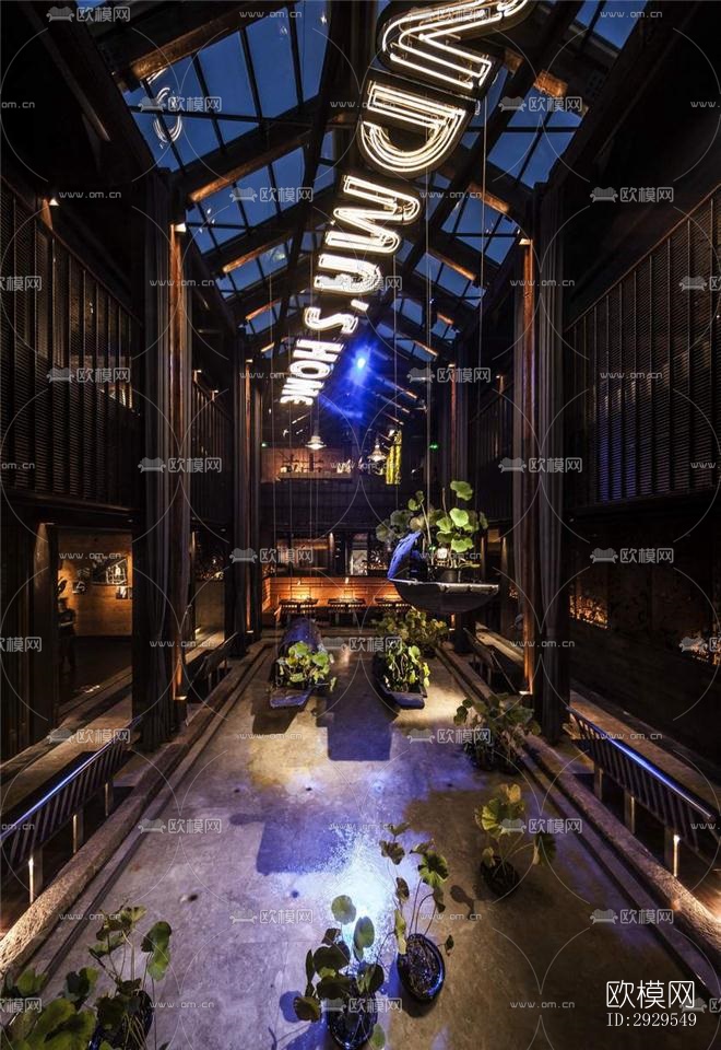 工业风西餐厅效果图下载（渲染图5）