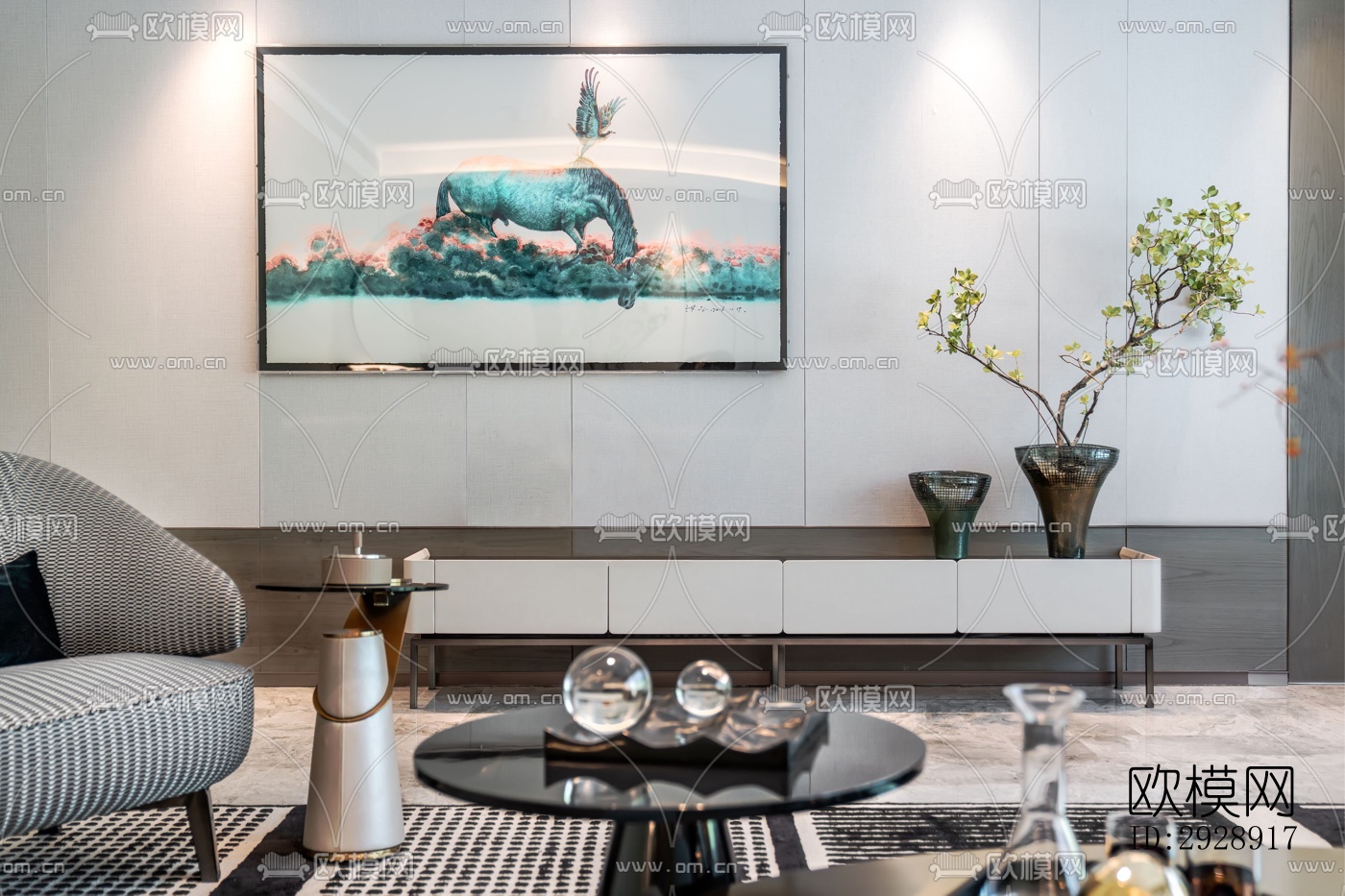 现代平层效果图下载（渲染图11）