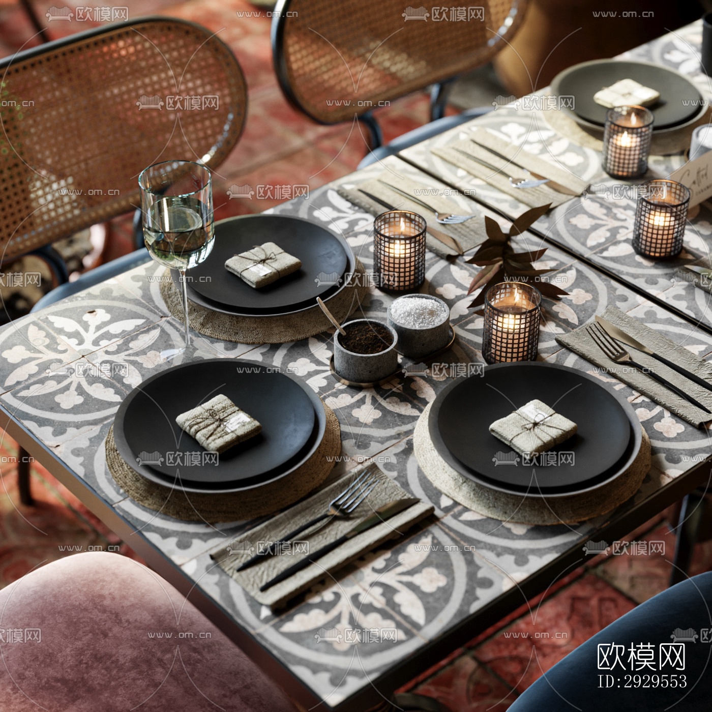 工业风西餐厅效果图下载（渲染图1）