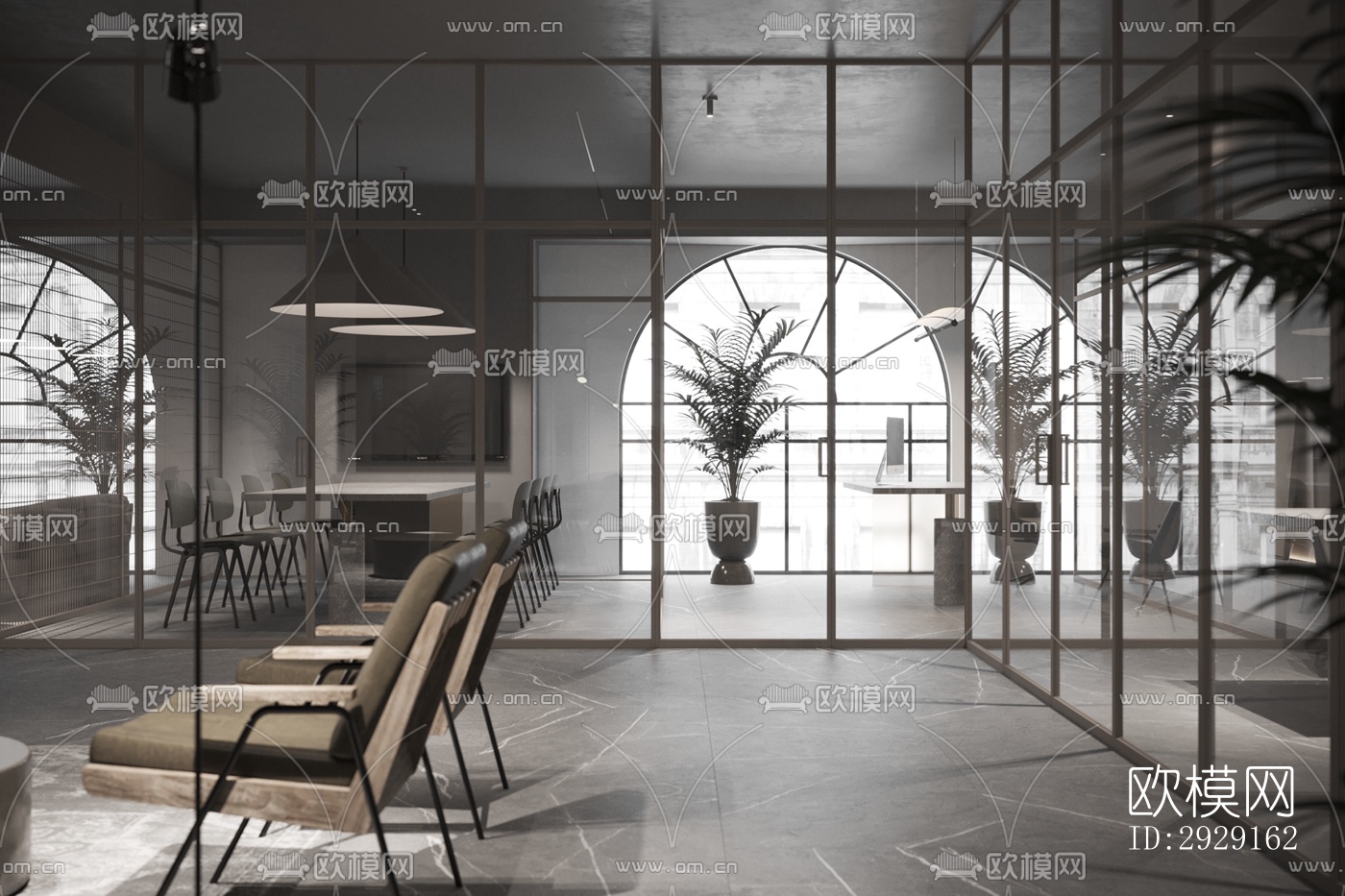 现代办公区效果图下载（渲染图4）