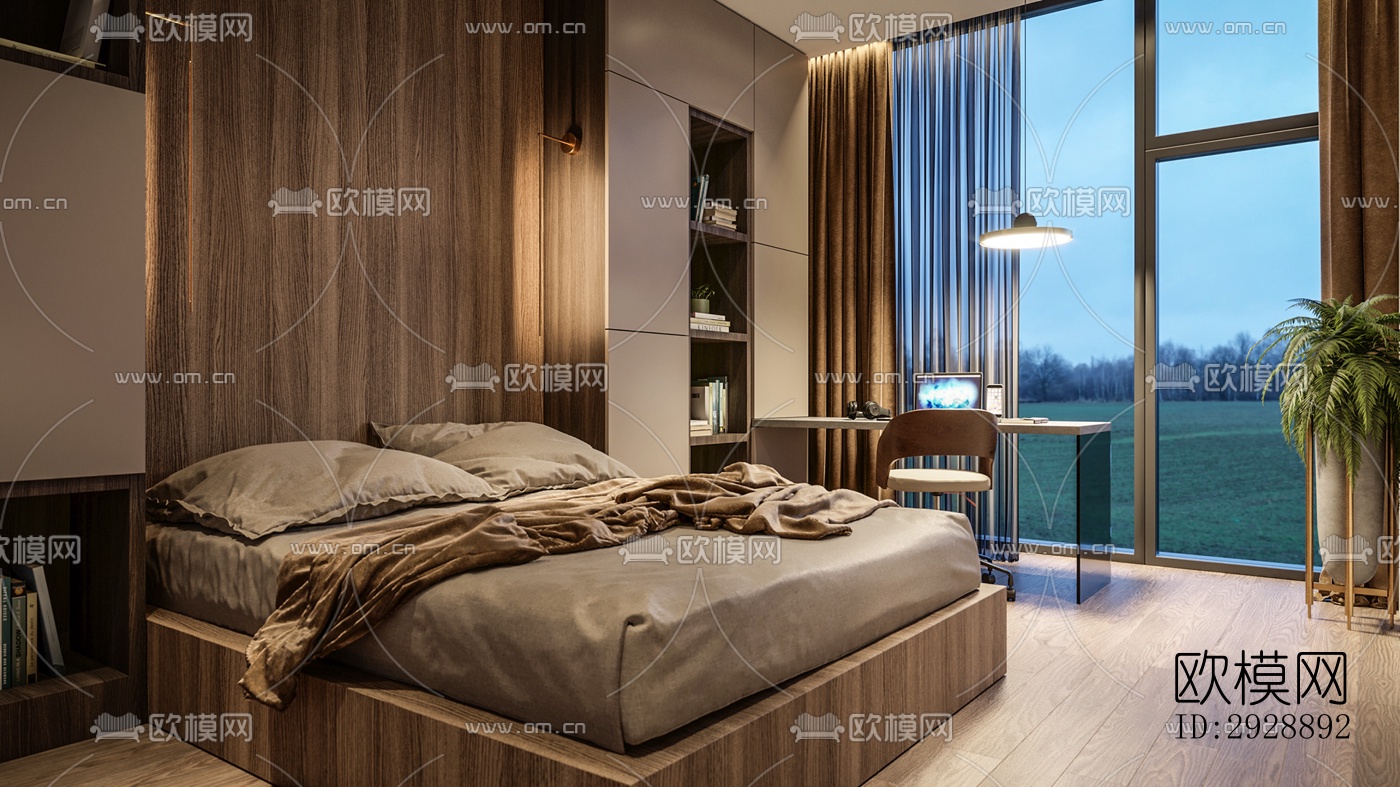 现代平层效果图下载（渲染图9）