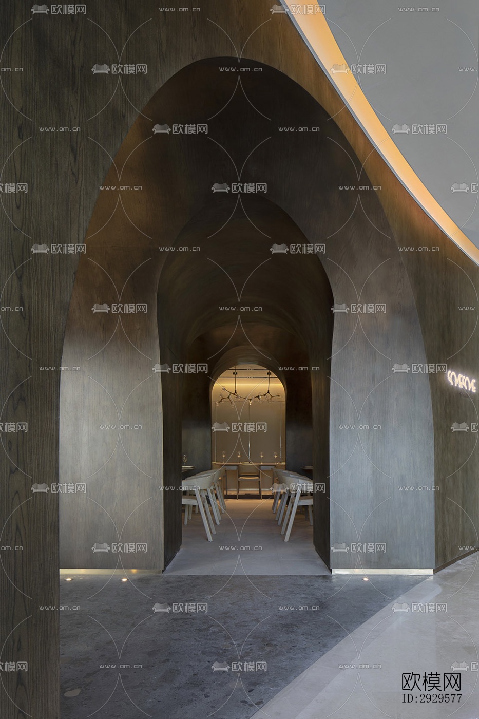 高级灰西餐厅效果图下载（渲染图8）