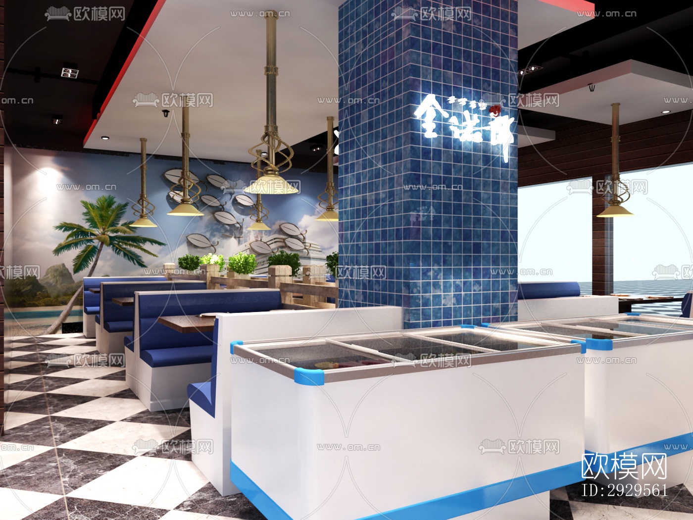 现代西餐厅效果图下载（渲染图8）