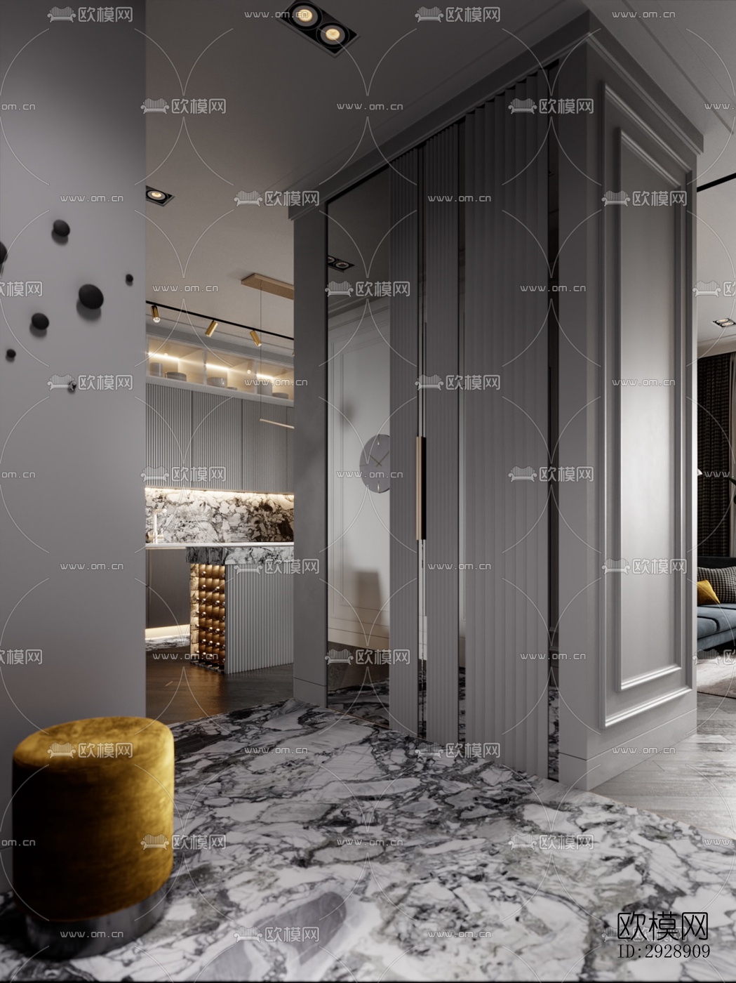 现代平层效果图下载（渲染图10）