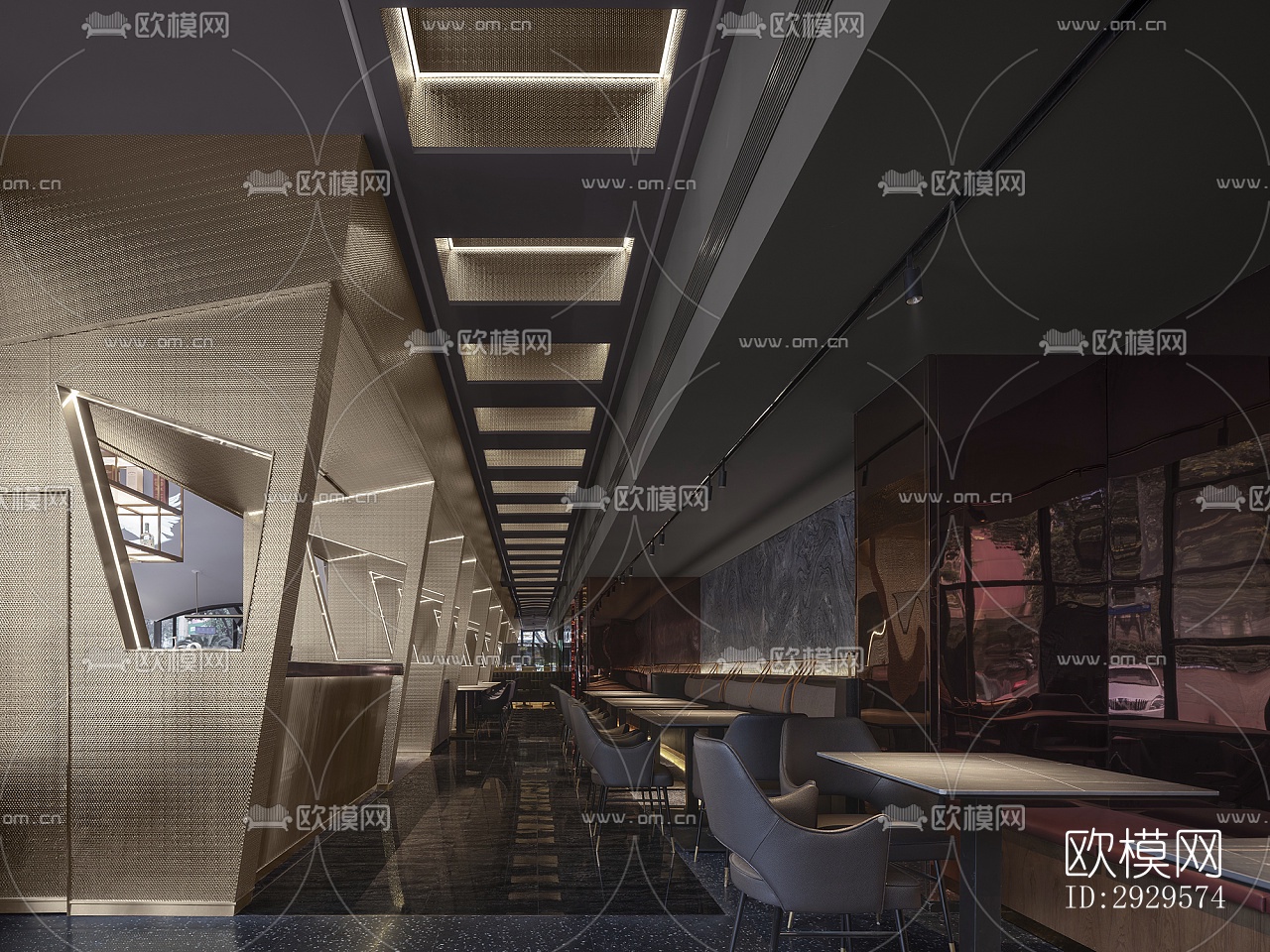 高级灰西餐厅效果图下载（渲染图9）