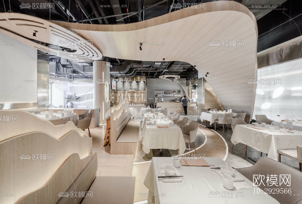 现代西餐厅效果图下载（渲染图4）