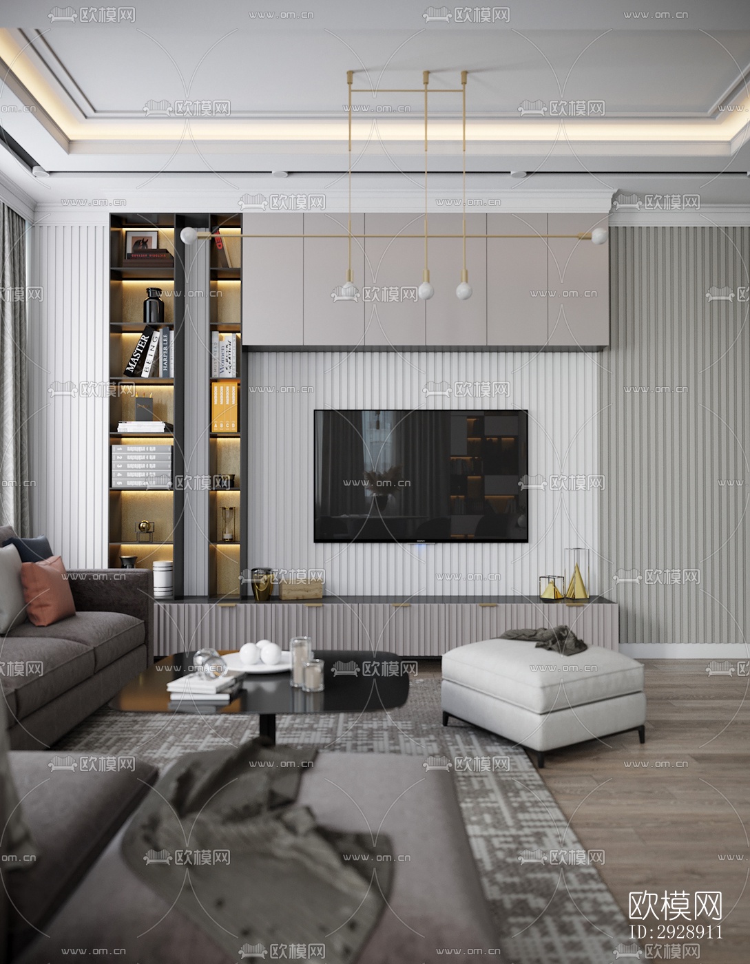 现代平层效果图下载（渲染图7）